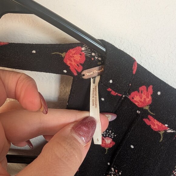 Free People Tegan Floral Mini Dress Size 6  Black & Red Floral Print - Picture 8 of 13